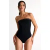 Shan Strapless One-piece Swimsuit With Mosaic Cutouts In Black