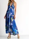 Shan Sunny Silk Halter Maxi Dress In Print In Multi
