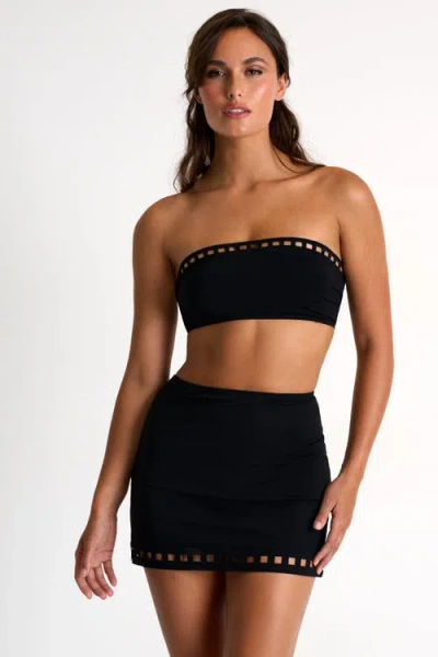 Shan Swim Mini Skirt With Mosaic Cutouts In Black