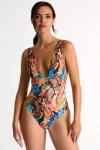 Shan Timeless Plunging One-piece Swimsuit In Print