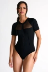 Shan Zip-up One-piece Swimsuit In Black