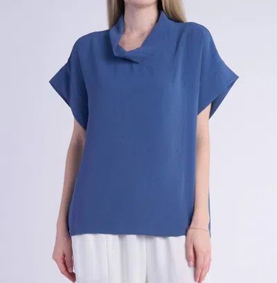 Shana Apparel Airflow Sock Neck Top In Blue