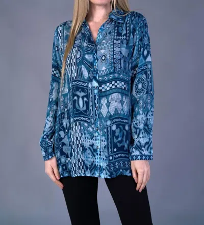 Shana Apparel Blues Button Down Classic Blouse In Navy