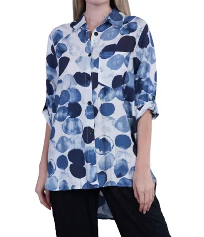 Shana Apparel Collar Blouse In Watercolor Dots In Multi