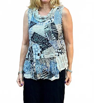 Shana Apparel Crinkle Cowl Neck Sleevless Top In Khaki In Green