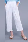 Shana Apparel Crinkle Solid Pants In White In White