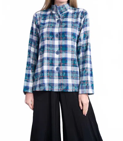 Shana Apparel Dusty Flannel Short Shirt In Blue