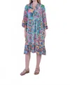 Shana Apparel Kaleidoscope Print Button Collar Dress In Pink In Multi