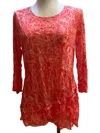 Shana Apparel Women's 3/4 Sleeve Top In Coral In Multi