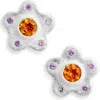 Shana Cave Aster Stud Earrings In Silver Citrine Amethyst