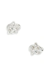 Shana Cave Flower Knot Stud Earrings In Metallic