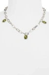 Shana Cave Flower Station Necklace In Silver Periodt Ruby Blue Topaz