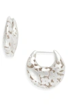Shana Cave Lace Crescent Hoop Earrings In White