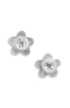 Shana Cave Large Flower Stud Earrings In Clear Quartz