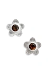 Shana Cave Large Flower Stud Earrings In Smoky Quartz