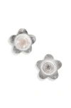 Shana Cave Medium Flower Stud Earrings In Rose Quartz