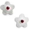 Shana Cave Small Flower Stud Earrings In Ruby