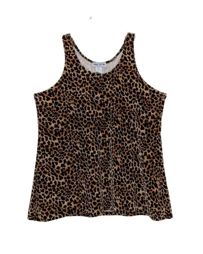 Shane Lee Women's Leopard Suede Long Tank Top In Brown