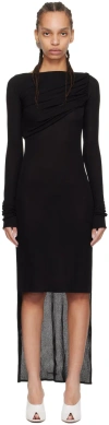 Shang Xia Black Ruched Midi Dress In Black