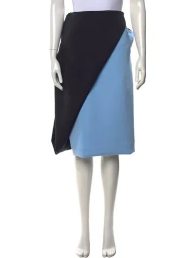 Pre-owned Shang Xia Colorblock Pattern Midi Length Skirt In Blue