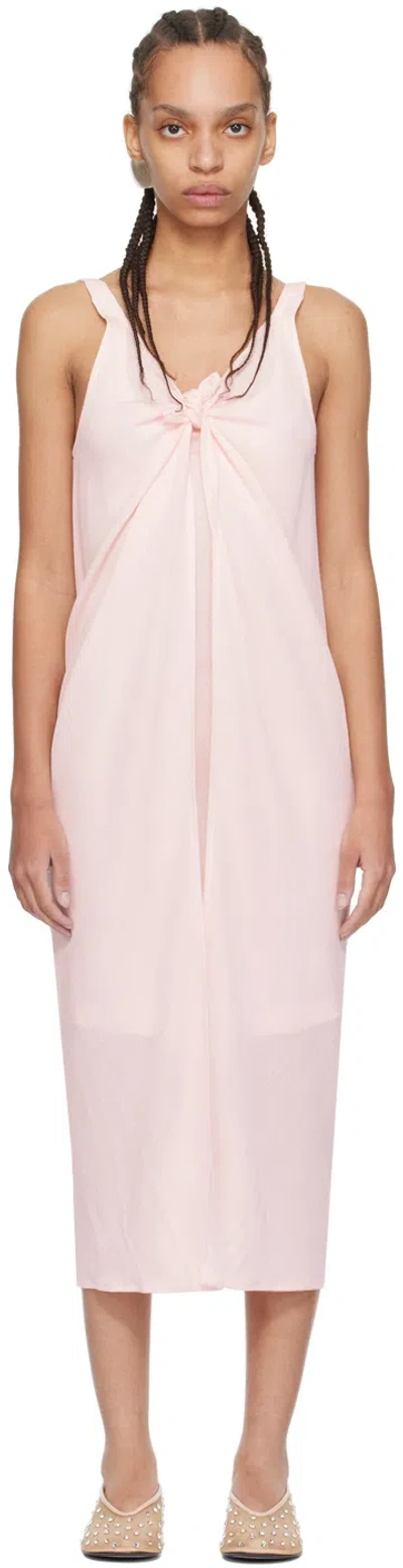 Shang Xia Pink Layered Midi Dress In Powder Pink