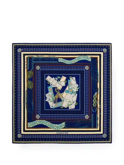 Shanghai Tang A Winning Hand Foulard In Blue
