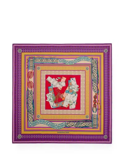 Shanghai Tang A Winning Hand Graphic-print Scarf In Purple