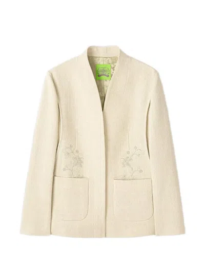 Shanghai Tang Beaded-pocket Blazer In Neutral