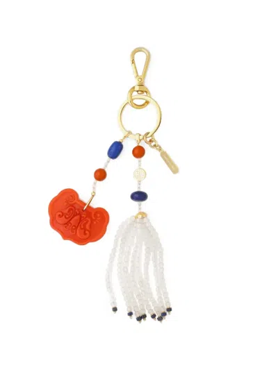 Shanghai Tang Beaded Tassel Bag Keyring In Gold