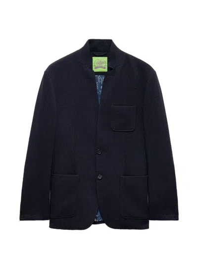 Shanghai Tang Button-herringbone Jacket In Blue