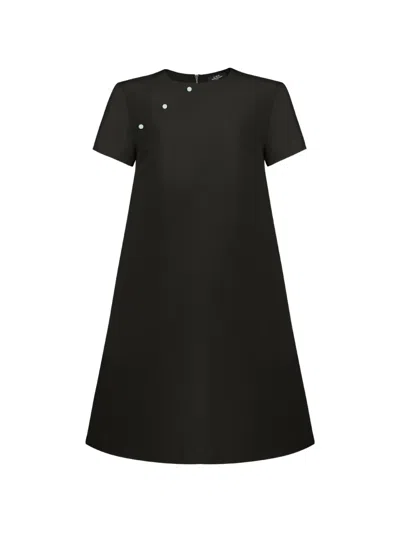 Shanghai Tang Button-detail Silk Dress In Black