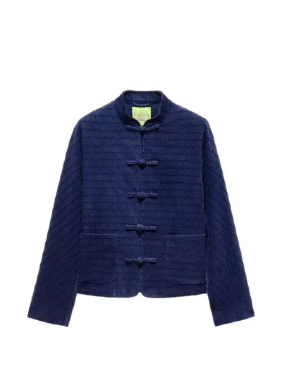 Shanghai Tang Buttoned Corduroy Jacket In Blue