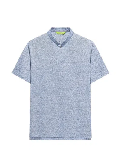Shanghai Tang Button-up Polo Shirt In Blue