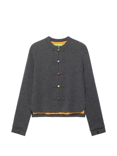 Shanghai Tang Cashmere Cardigan In Gray