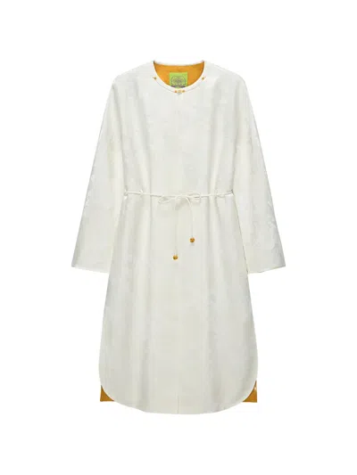 Shanghai Tang Chubby Flower Floral-jacquard Tie-fastening Coat In White