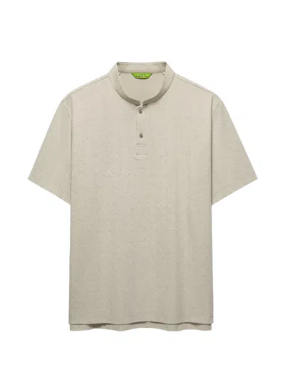 Shanghai Tang Coin Mandarin-collar Polo Shirt In Neutral