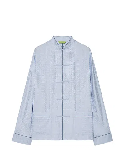 Shanghai Tang Coin-jacquard Silk Pajamas In Blue