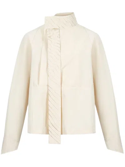 Shanghai Tang Cotton Wrap Blouse In Neutrals