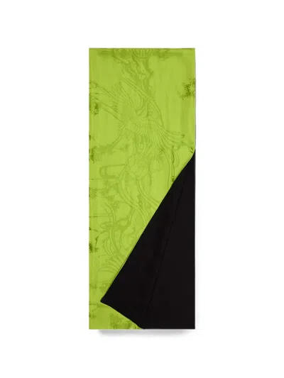 Shanghai Tang Crane And Pine Jacquard Double-sided Scarf In Green