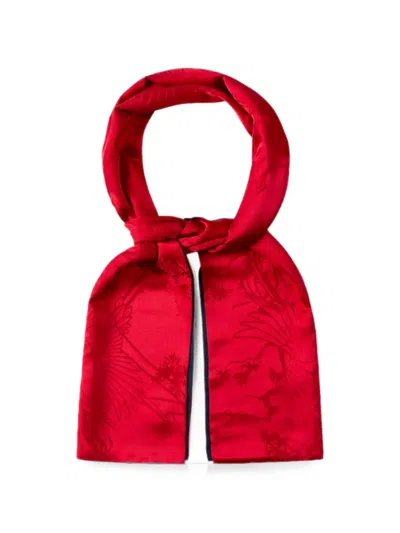 Shanghai Tang Crane And Pine Scarf In Red