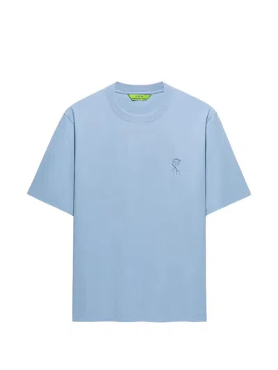 Shanghai Tang Embroidered-logo T-shirt In Blue