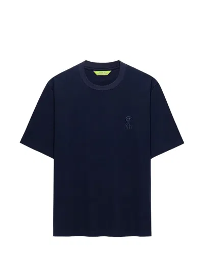 Shanghai Tang Embroidered-logo T-shirt In Blue