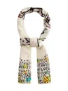 Shanghai Tang Equestrian Print Silk Scarf In Neutral