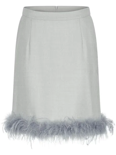 Shanghai Tang Feather-trim Miniskirt In Grey