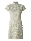 Shanghai Tang Floral-print Mini Dress In Green