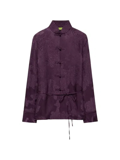 Shanghai Tang Floral Silk Blouse In Purple