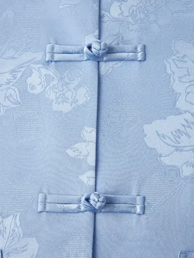 Shanghai Tang Floral-jacquard Belted Shirt In Blue