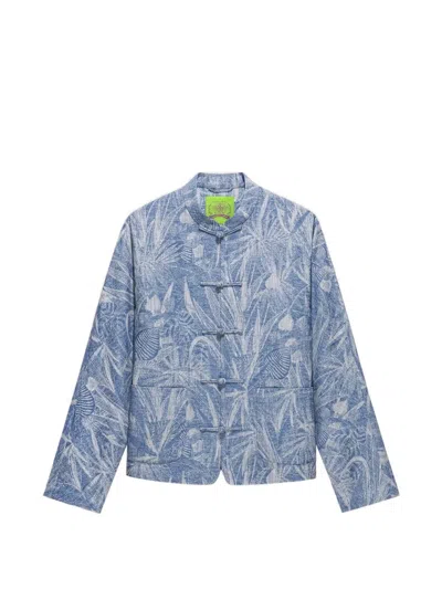 Shanghai Tang Floral-pattern Shirt Jacket In Blue