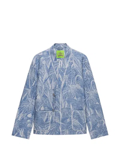 Shanghai Tang Floral-print Blazer In Blue