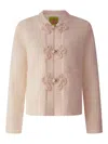 Shanghai Tang Flower-embellished Wool Cardigan In Pink